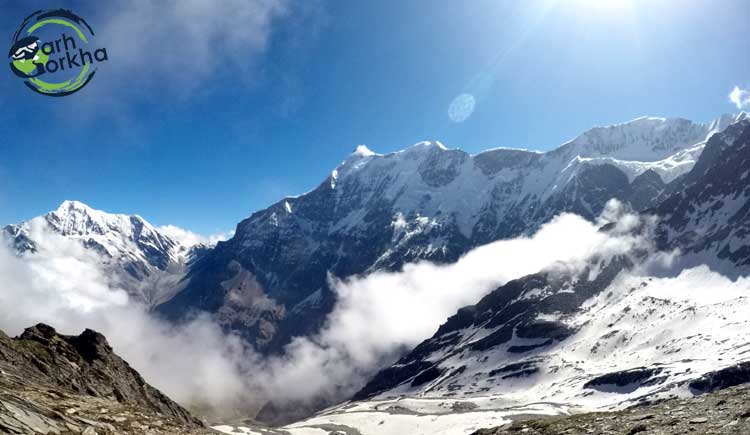 Trishul and Nandaghunti visible from jnyura gali, Roopkund